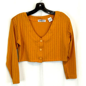 Sunbelt Mustard Color Cropped Top Button Down Size S